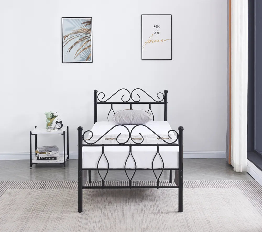 Lit 1 Place JULIE 90X190CM Sommier Inclus #couleur_noir