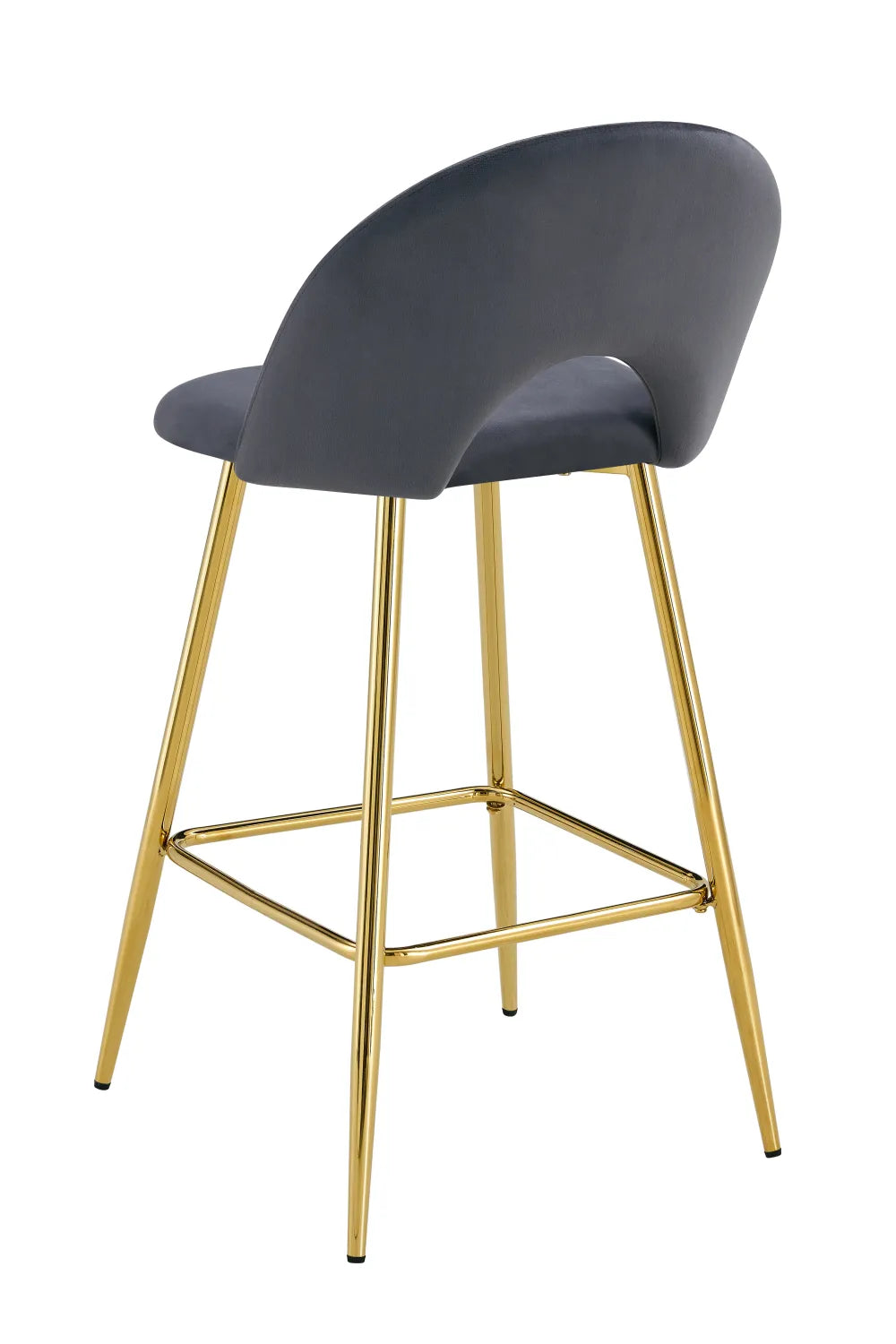 Lot de 2 tabourets de bar TEDDY pied gold velours #couleur_anthracite