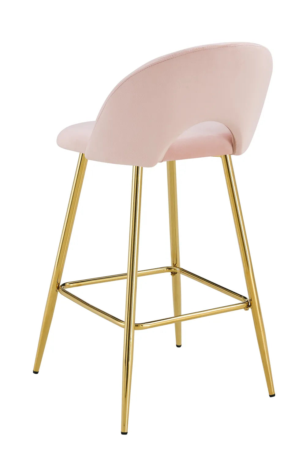 Lot de 2 tabourets de bar TEDDY pied gold velours #couleur_rose