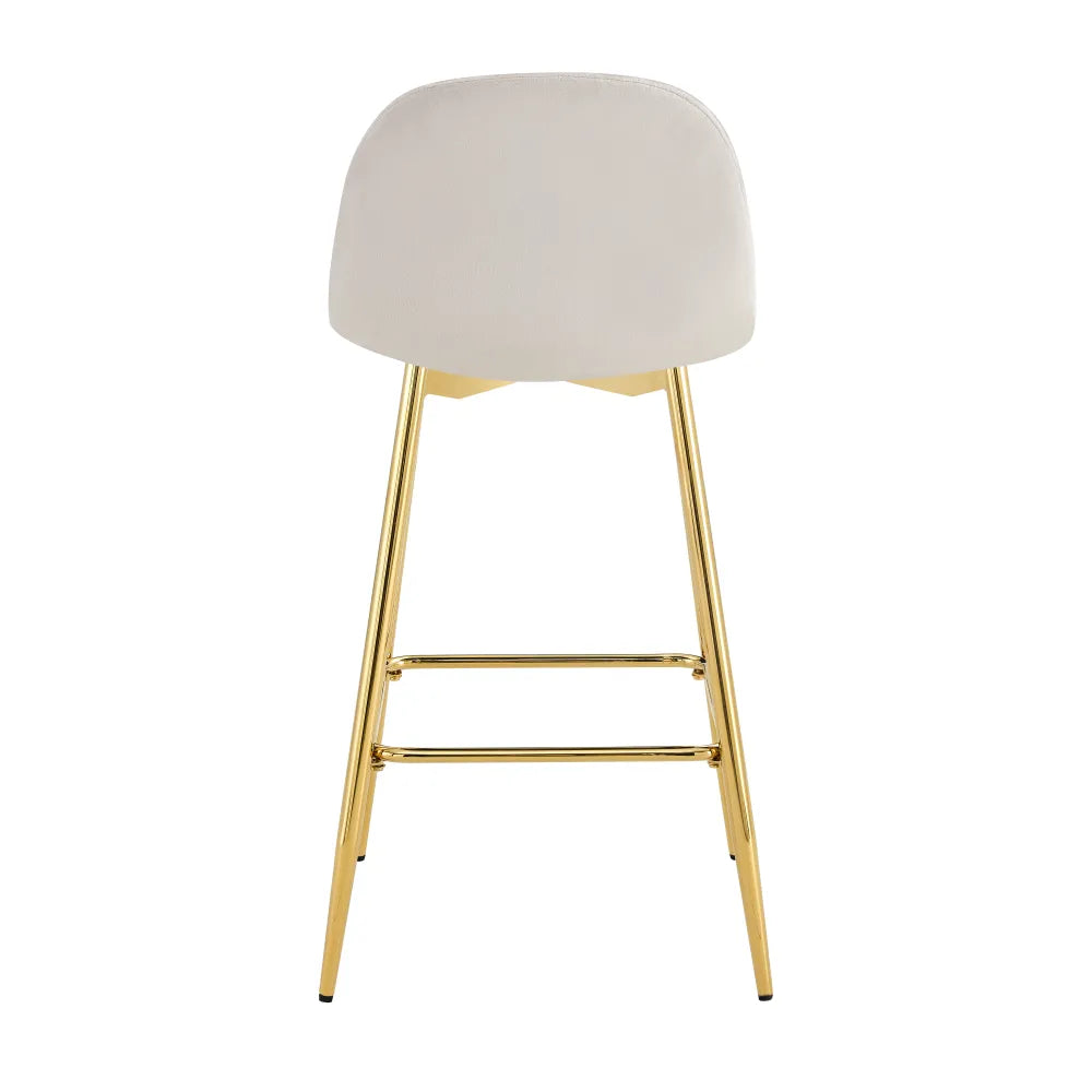 Lot de 2 tabourets de bar SCANDINAVE pied gold velours #couleur_beige