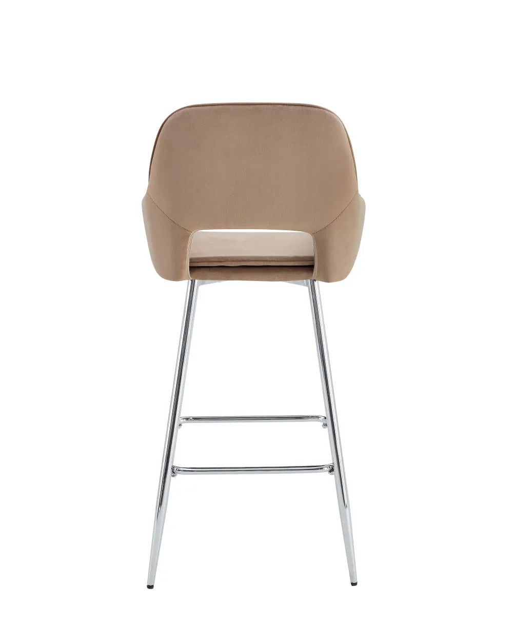Lot de 2 tabourets de bar ATHENA pied chrome velours #couleur_taupe