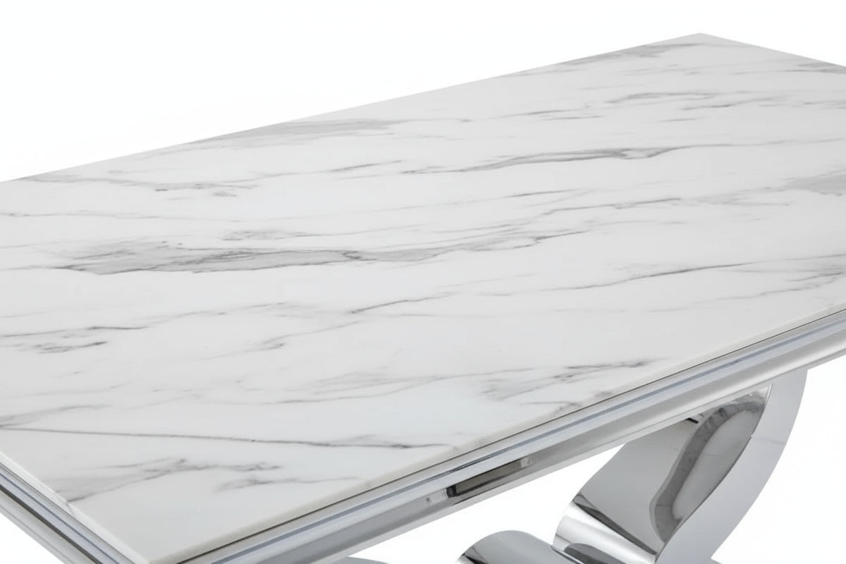 Table à Manger TROFY 180 cm effet marbré blanc