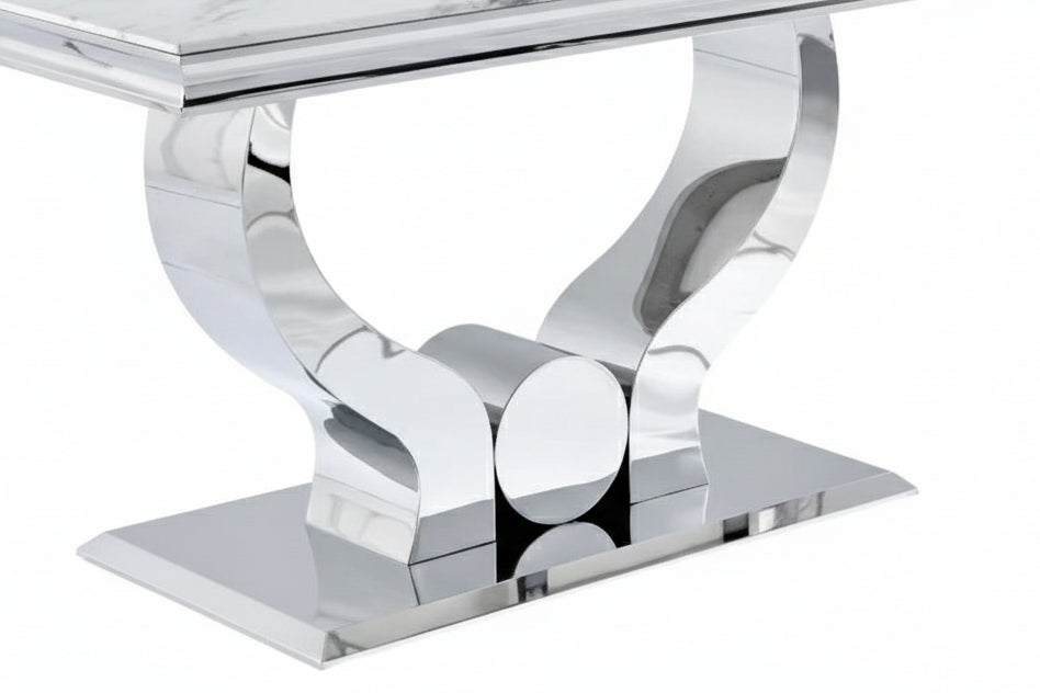 Table à Manger TROFY 180 cm effet marbré blanc