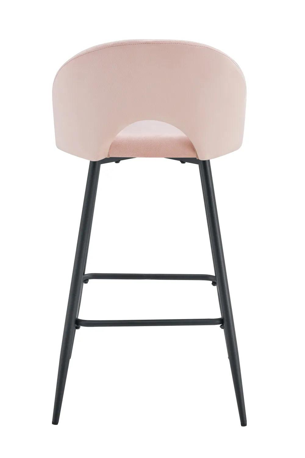 Lot de 2 tabourets de bar TEDDY pied métal noir velours #couleur_rose