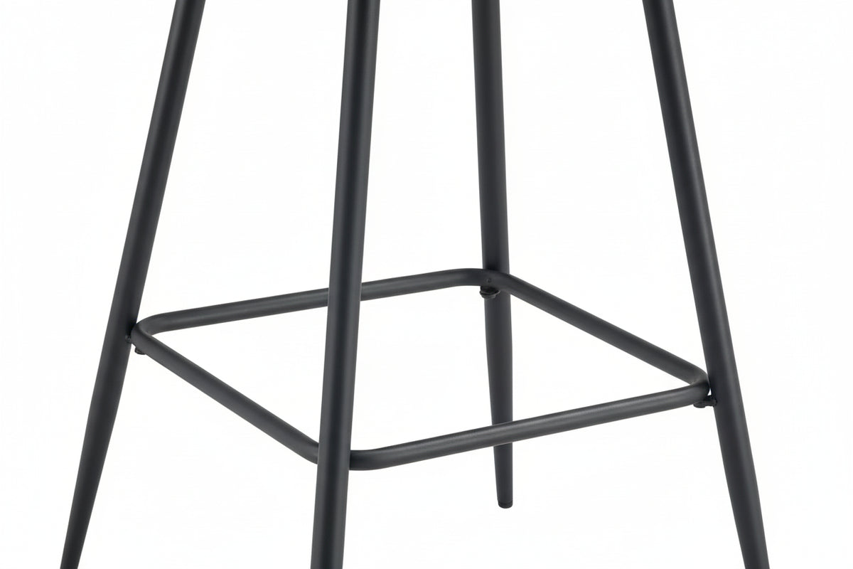 Lot 2 Tabourets de Bar Teddy Velours Anthracite Pieds Métal Noir 47x36x98cm