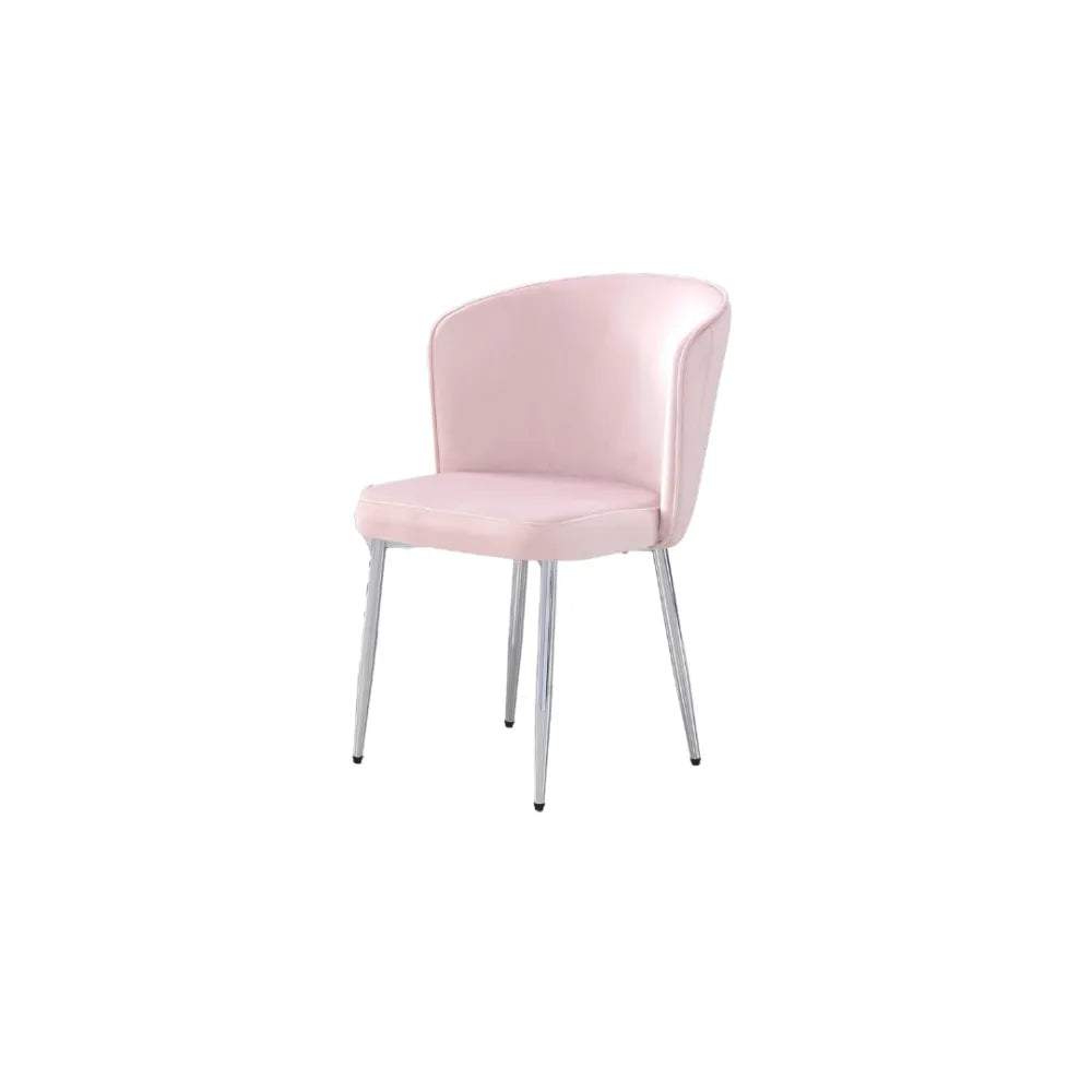 Lot de 4 chaises moderne DIANA chrome velours - Rose