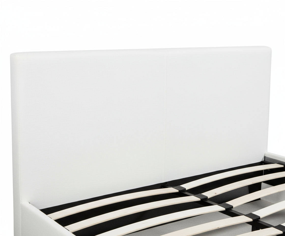 Lit 2 places MELBOURNE simili cuir blanc 160x200 cm avec sommier intégré