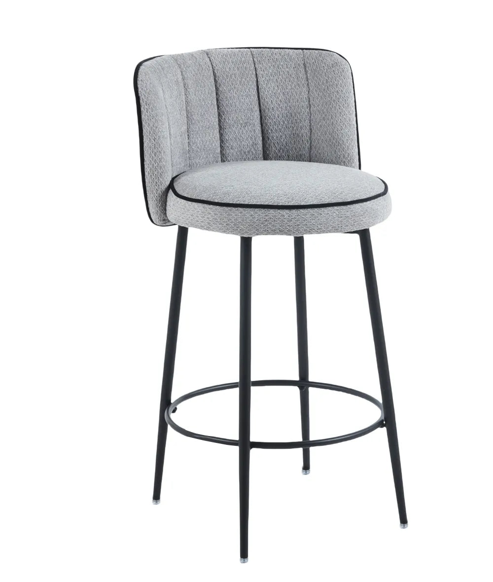 Lot de 2 tabourets de bar CATHY pied métal noir#couleur_gris