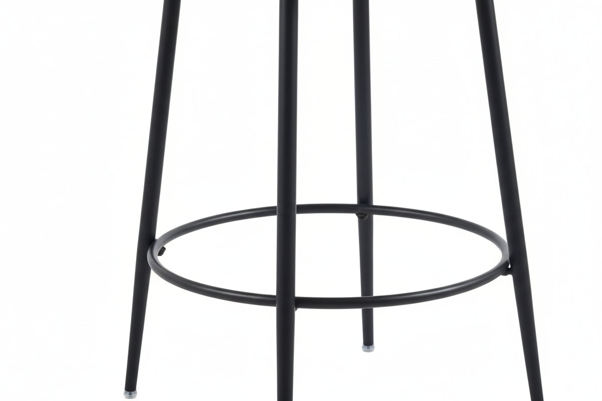 Lot 2 Tabourets de Bar Cathy Gris Pieds Métal Noir
