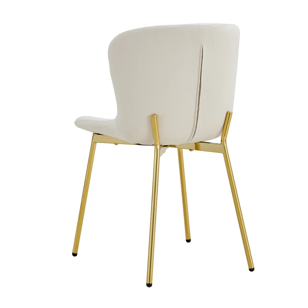 Lot 2 Chaises Salle à Manger Elen Velours Écru Pieds Gold