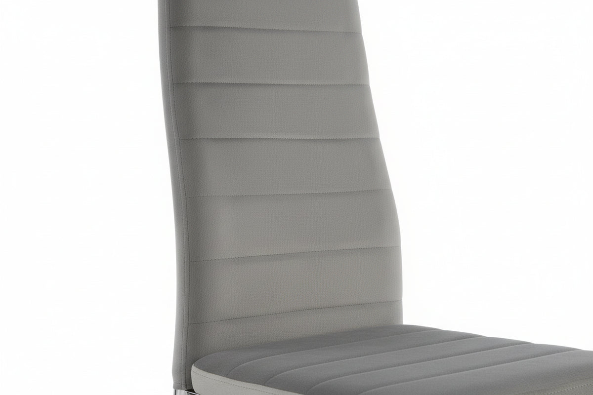 Lot 6 chaises velours gris pieds métal chrome 39x39x95 cm TOLIA