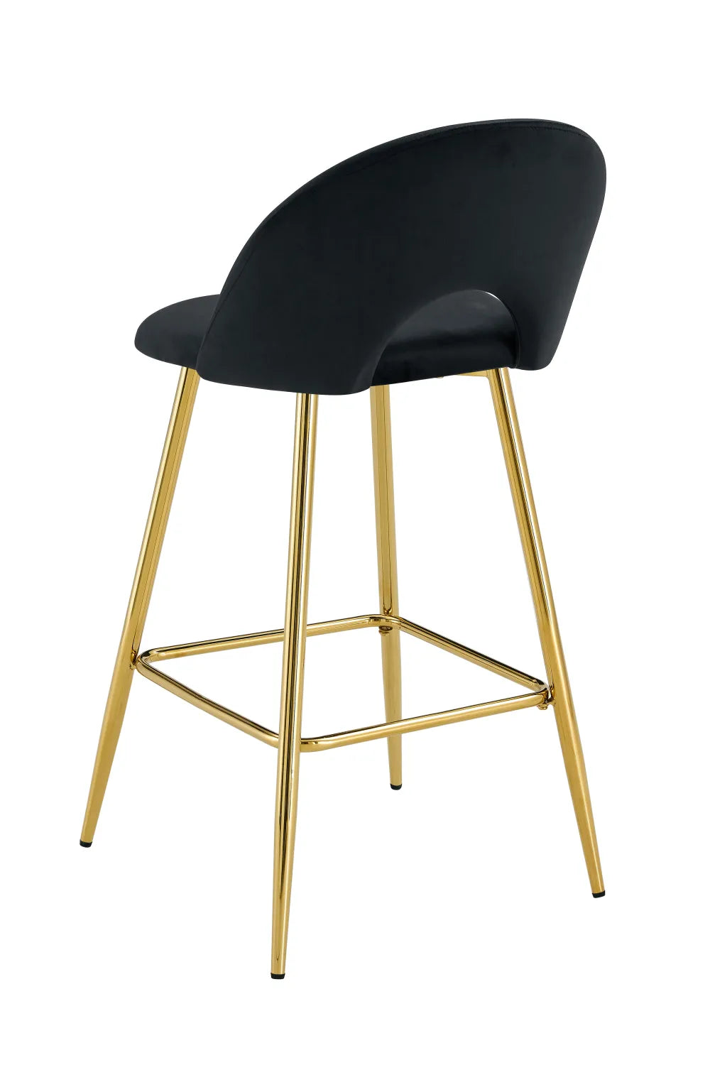 Lot de 2 tabourets de bar TEDDY pied gold velours #couleur_noir