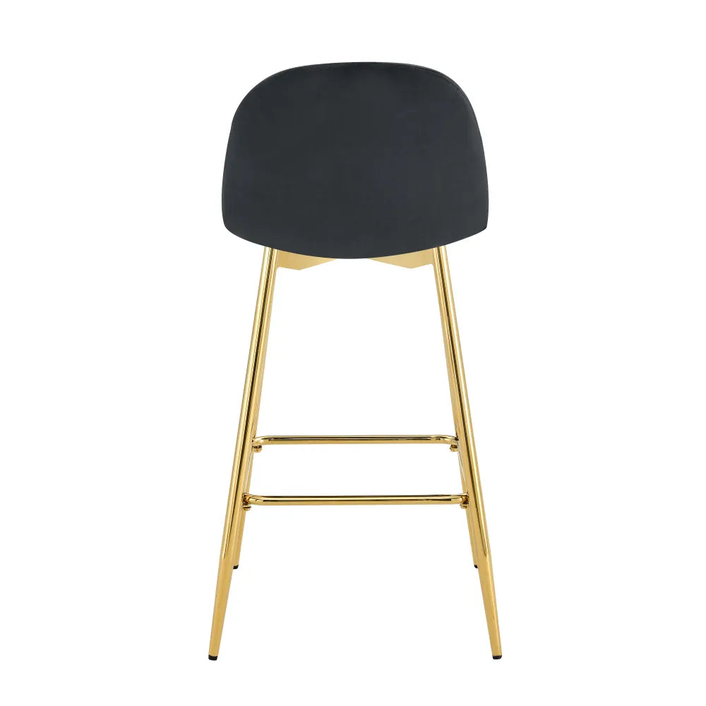 Lot de 2 tabourets de bar SCANDINAVE pied gold velours #couleur_noir