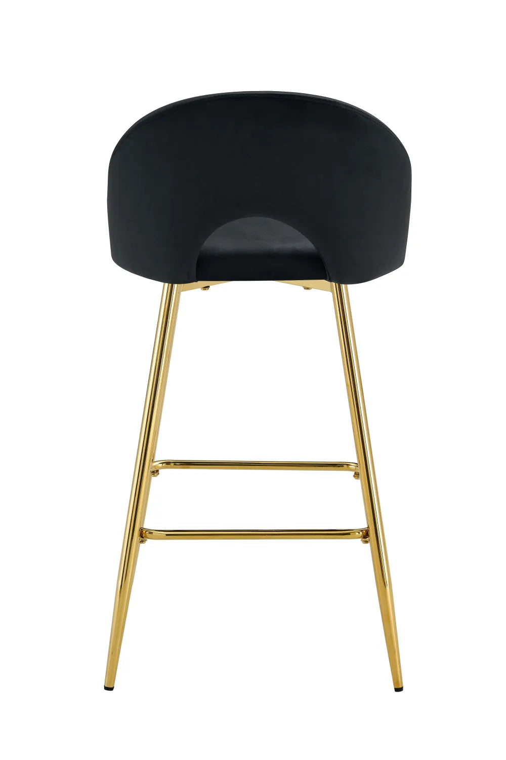 Lot de 2 tabourets de bar TEDDY pied gold velours #couleur_noir