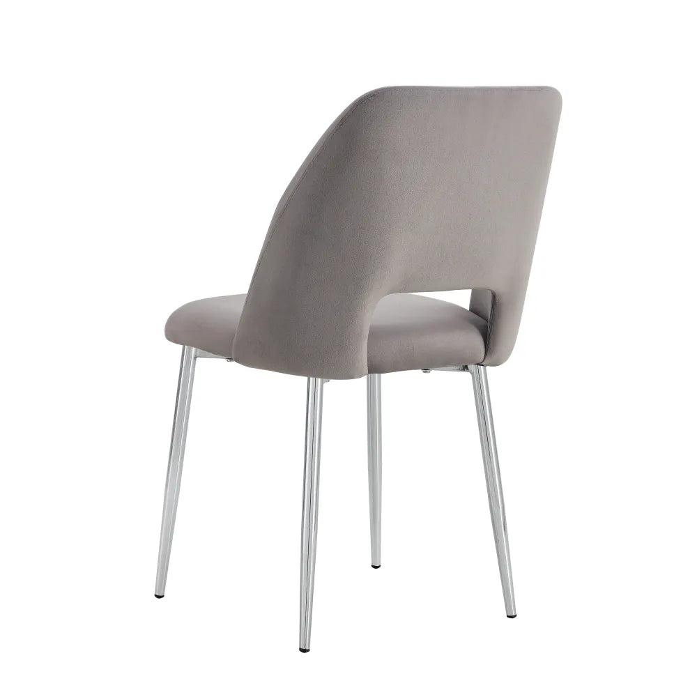Lot de chaises AVA Chrome en Velours #couleur_gris