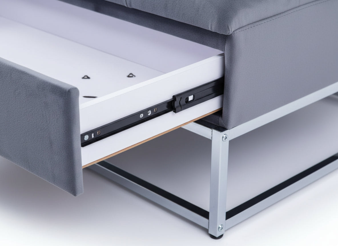 Table basse pouf velours gris 80x80 cm - CAPITONNE