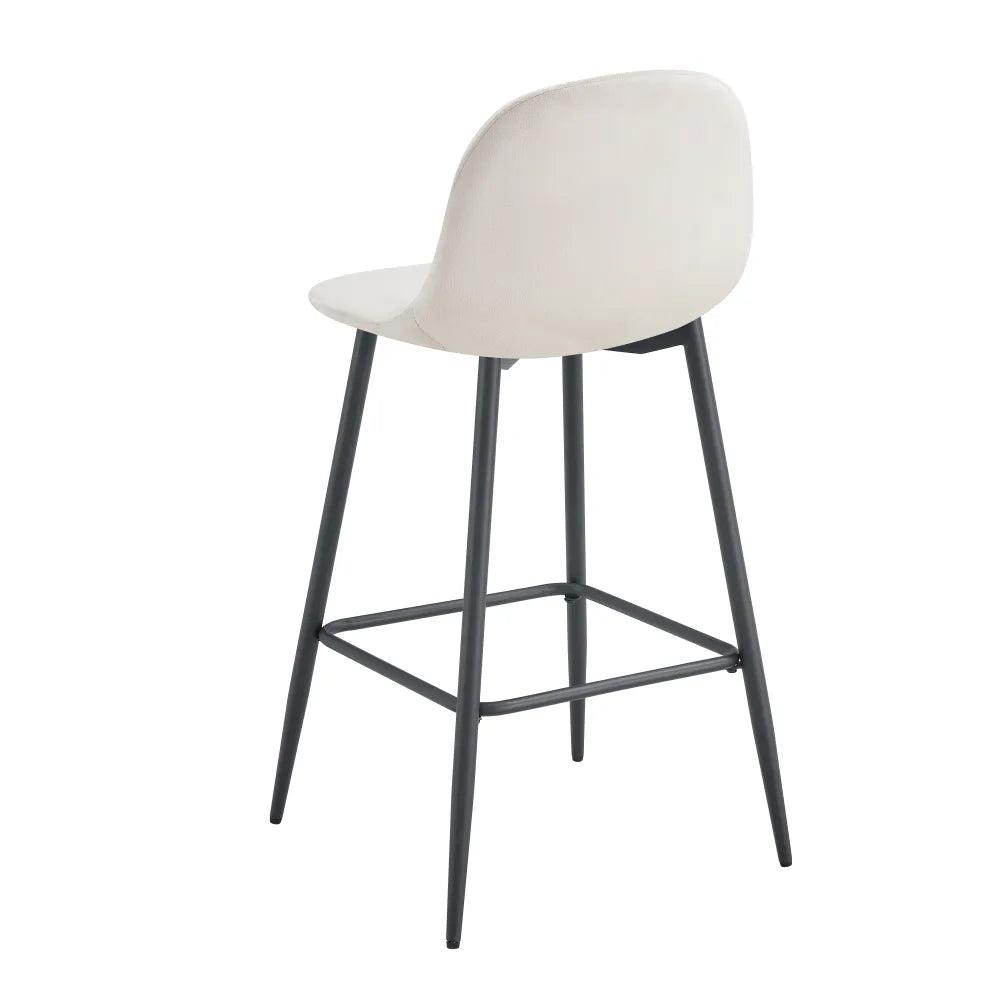 Lot de 2 tabourets de bar SCANDINAVE métal noir velours #couleur_beige
