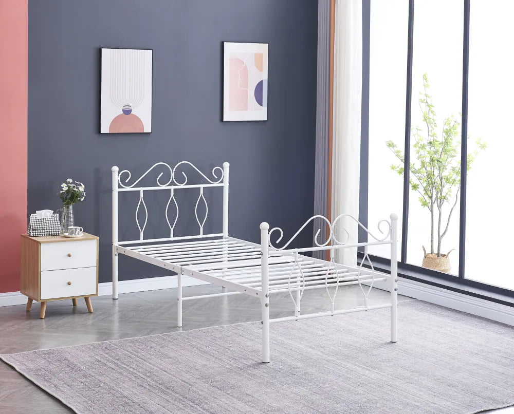 Lit 1 Place JULIE 90X190CM Sommier Inclus #couleur_blanc