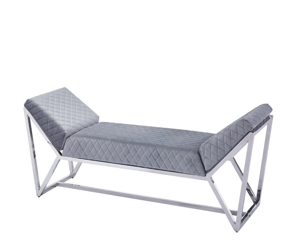Banquette LOUNGE XXL Chrome en velours Gris