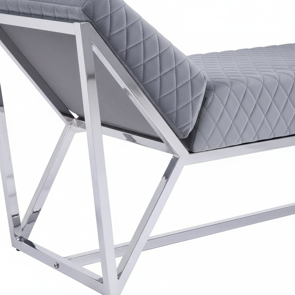 Banquette LOUNGE XXL Chrome en velours Gris
