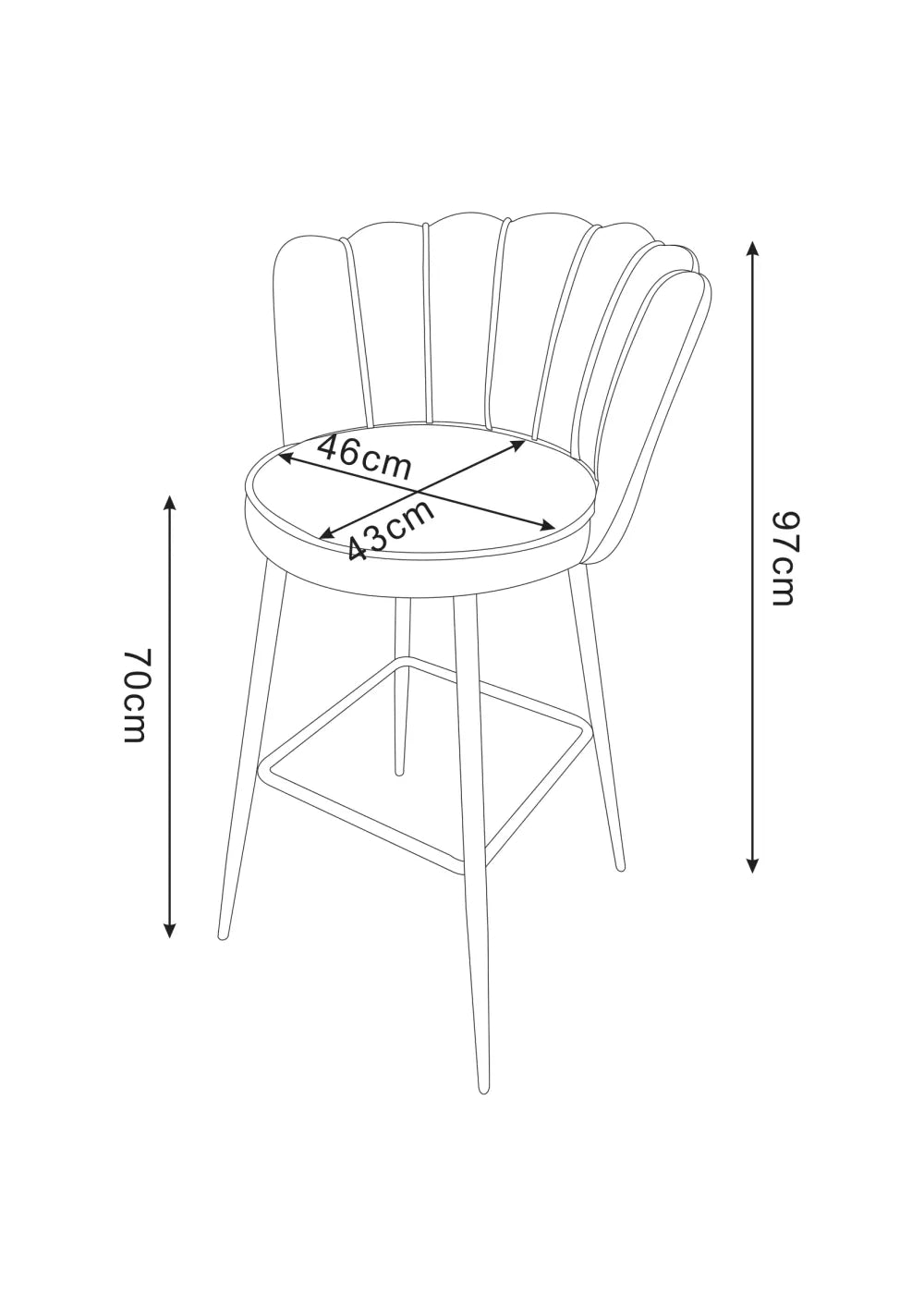 Lot de 2 tabourets de bar velours blanc doudou pieds métal noir - NYMPHEA