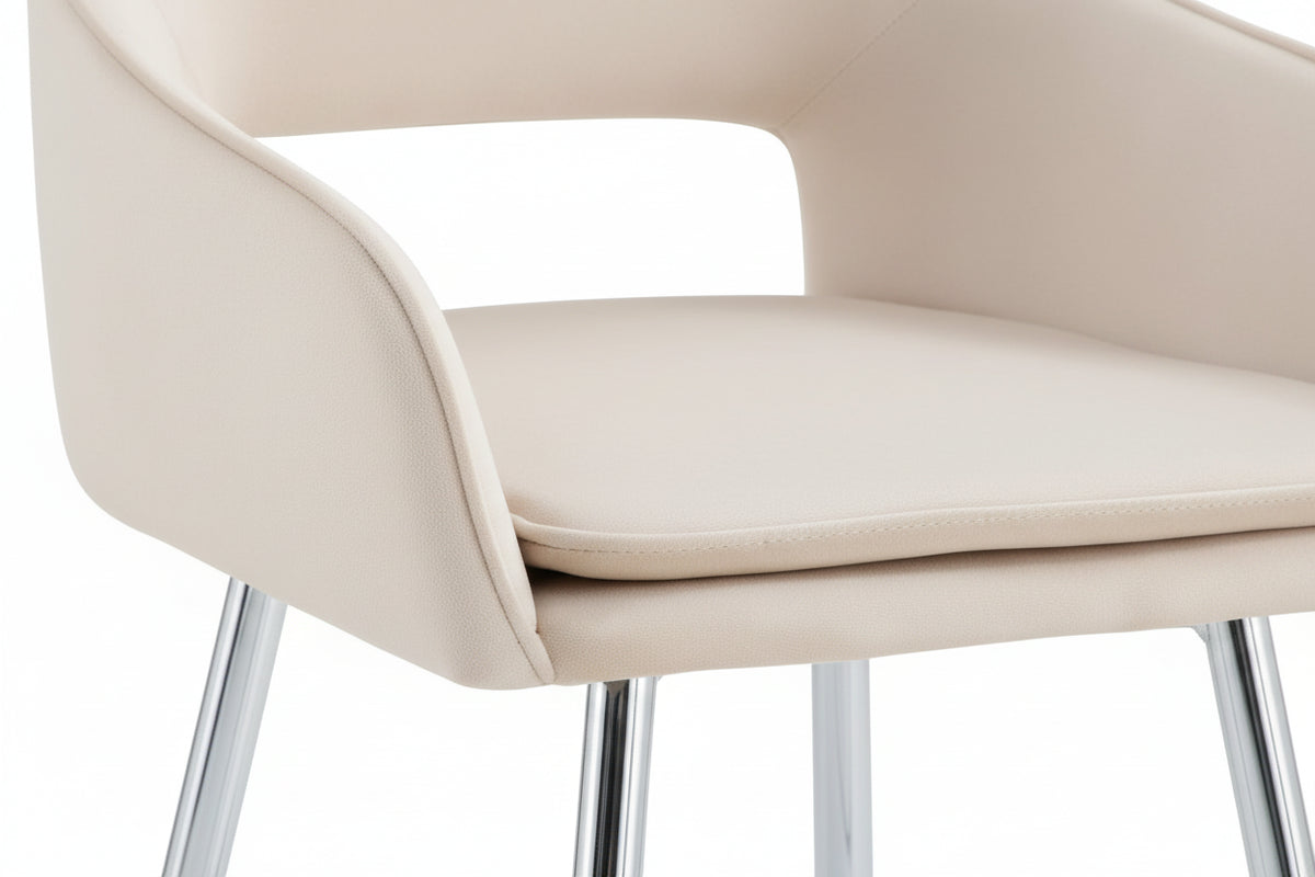 Lot 2 Tabourets de Bar Velours Beige Chrome 47x41x104 cm ATHENA