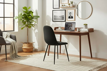 Lot de 4 chaises scandinaves velours noir pieds métal noir 43,5x40x87cm