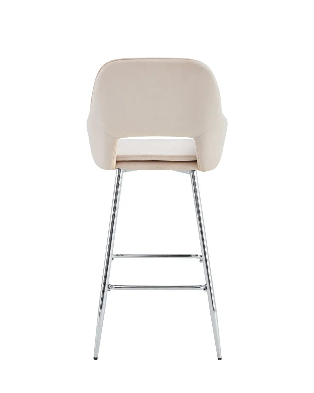 Lot de 2 tabourets de bar ATHENA pied chrome velours #couleur_beige