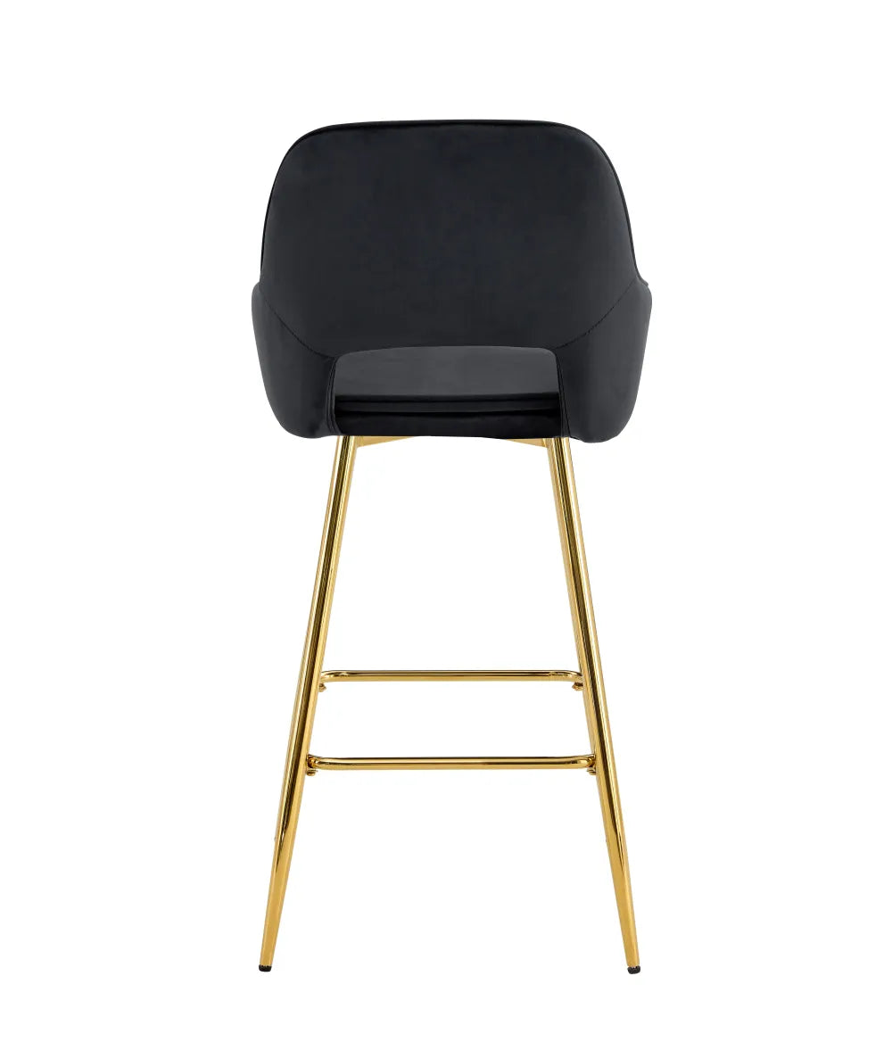 Lot de 2 tabourets de bar ATHENA pied gold velours #couleur_noir