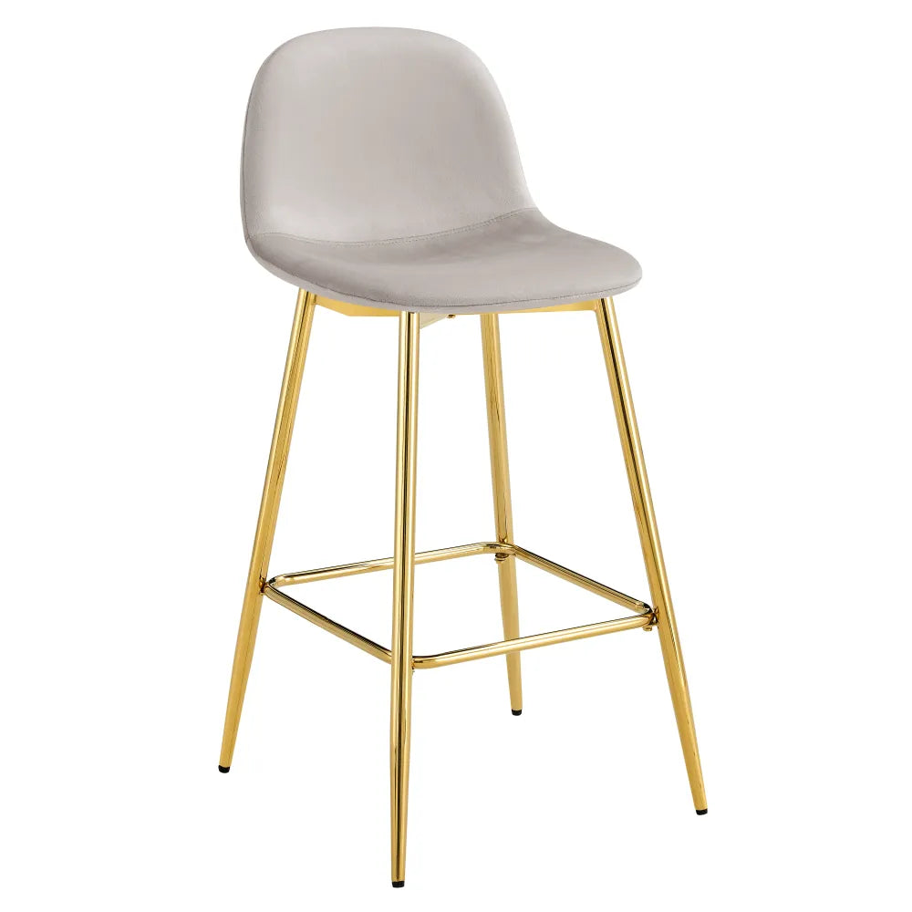 Lot de 2 tabourets de bar SCANDINAVE pied gold velours #couleur_taupe