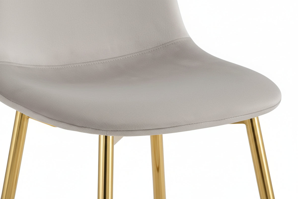 Lot 2 Tabourets de Bar Scandinave Velours Taupe Pieds Gold 47,5x43x100cm
