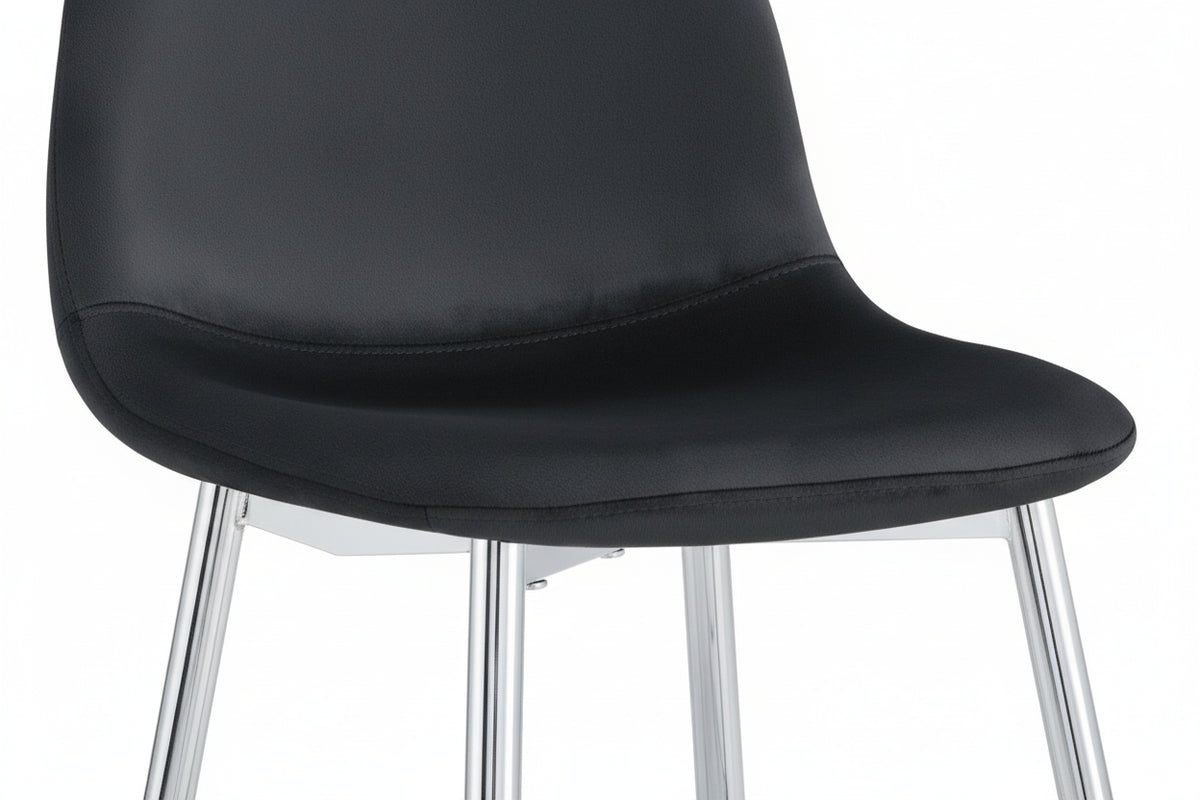Lot 2 Tabourets de Bar Scandinave Velours Noir Pieds Chrome