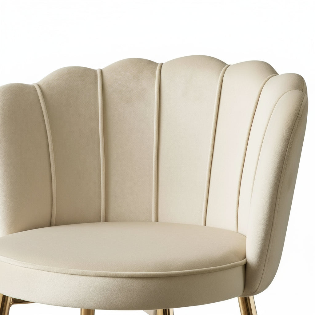 Lot 2 Tabourets de Bar Nymphea Velours Beige Pieds Gold