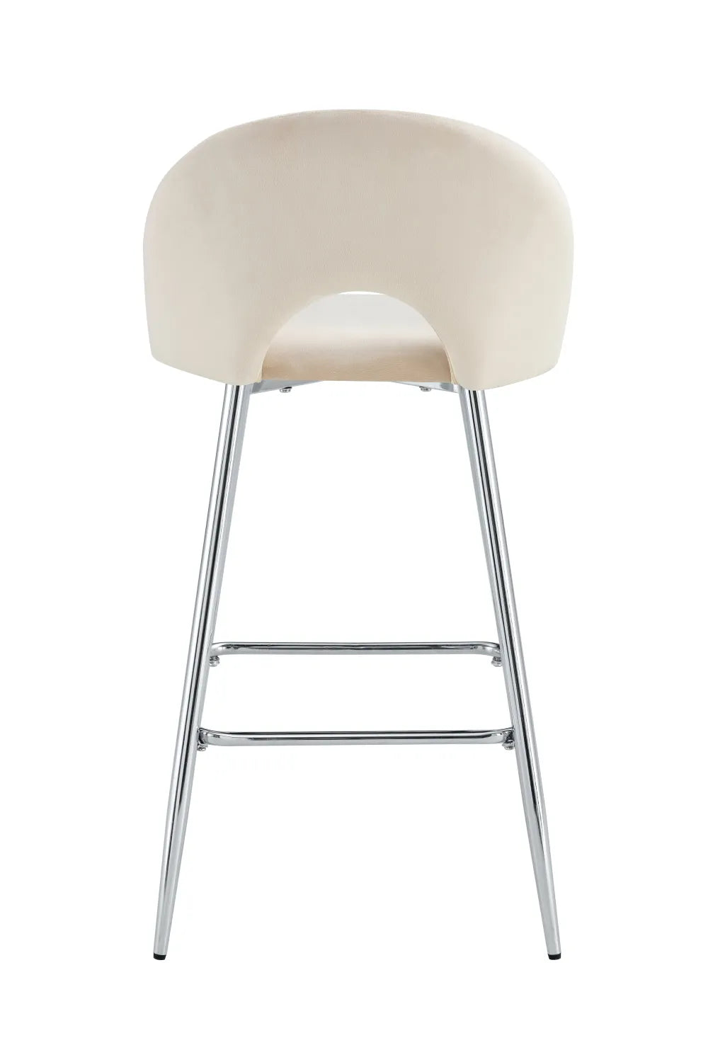 Lot de 2 tabourets de bar TEDDY pied chrome velours#couleur_beige