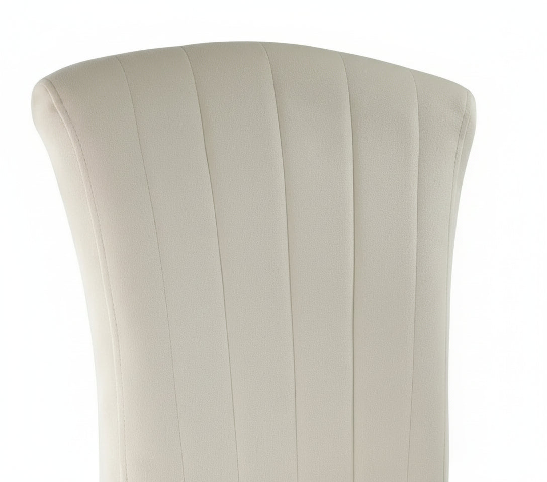 Lot 6 chaises velours beige pieds inox gold 48x45x101 cm LOUIS