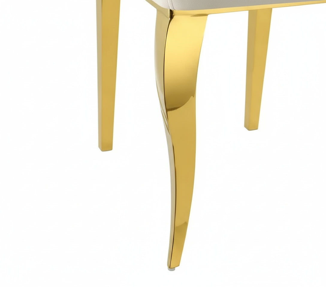 Lot 6 chaises velours beige pieds inox gold 48x45x101 cm LOUIS
