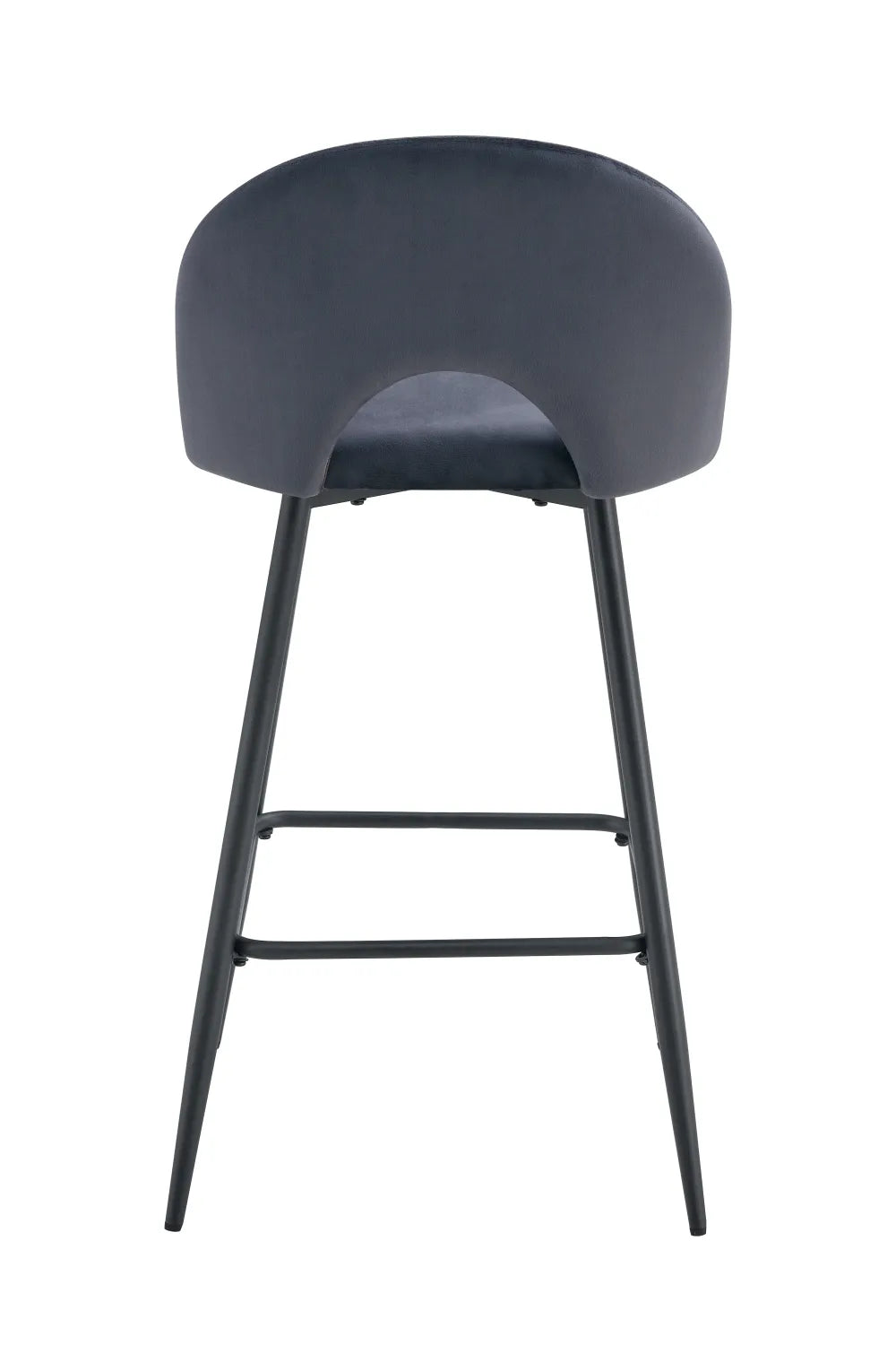 Lot de 2 tabourets de bar TEDDY pied métal noir velours #couleur_anthracite