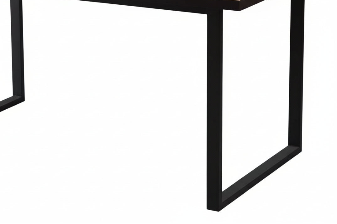 Table à manger bois beige 160x90 cm 4-6 couverts pied métal noir – BELGRADE
