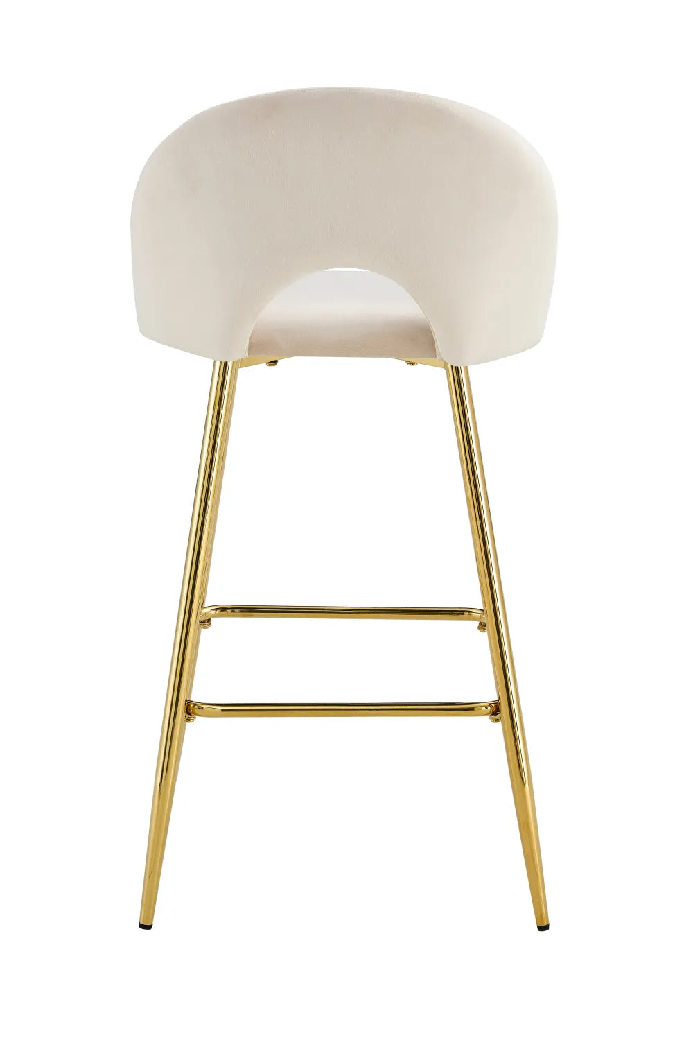 Lot de 2 tabourets de bar TEDDY pied gold velours #couleur_beige