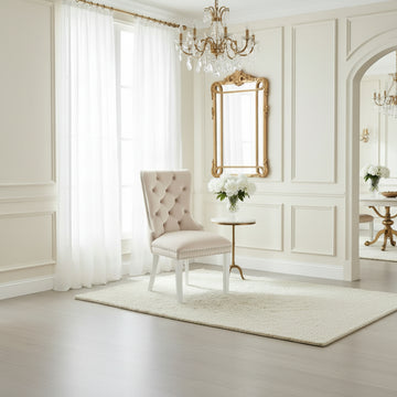Lot de 2 chaises POIGNEE Clouté en velours pied chromé - Beige