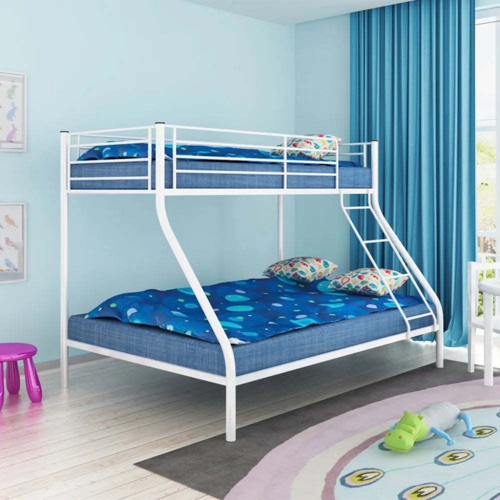 Pack Lit superposé 3 places + Matelas compris 2+1 métal COSTO sommier inclus #Couleur_blanc