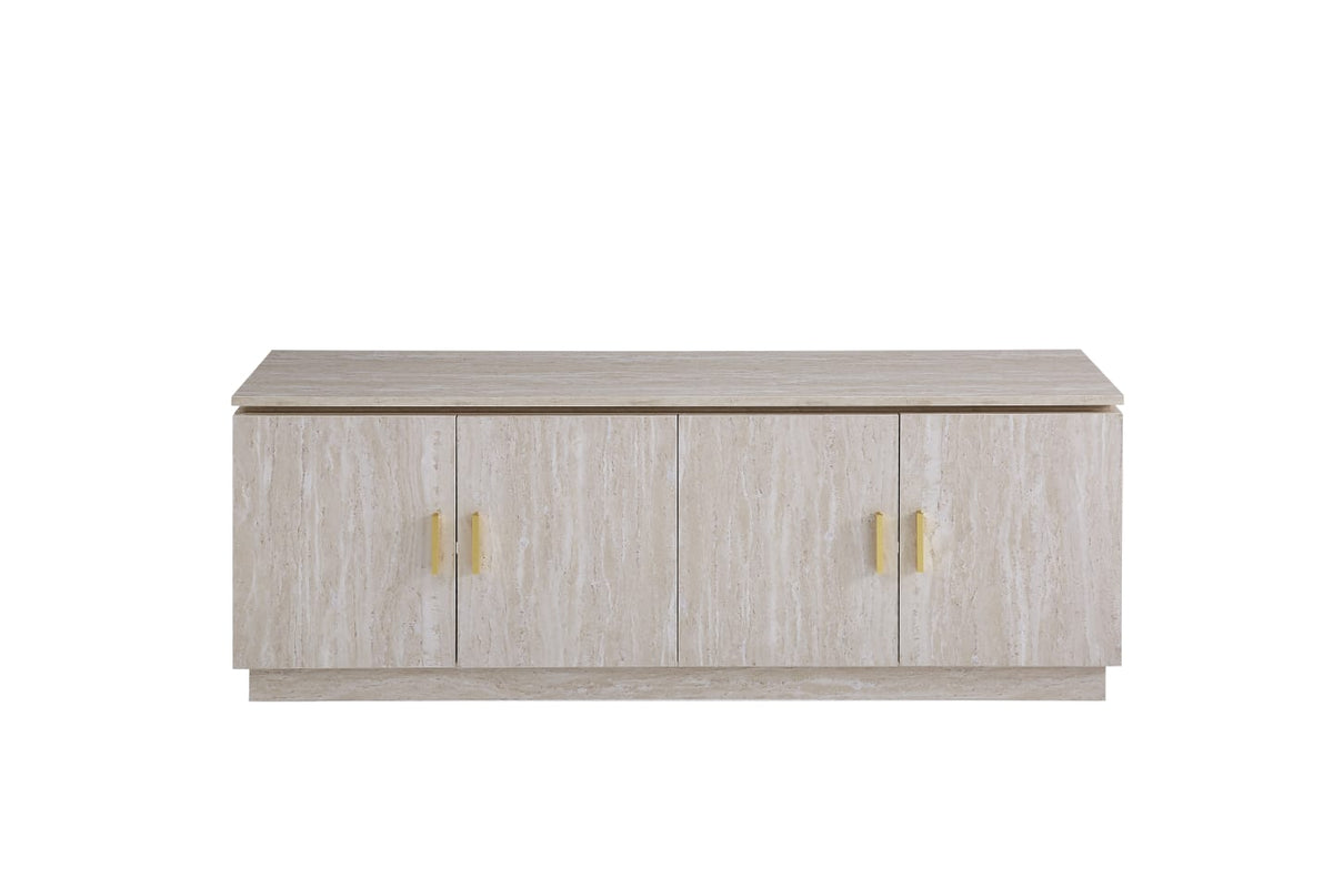 Meuble TV BAIETA – 160x40x60 cm – Finition Travertin & Design Épuré