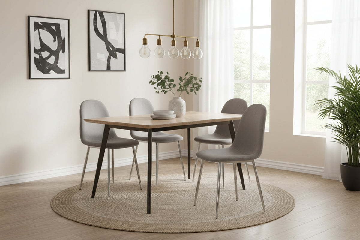 Lot de 4 chaises scandinaves velours anthracite pieds chrome #couleur_anthracite