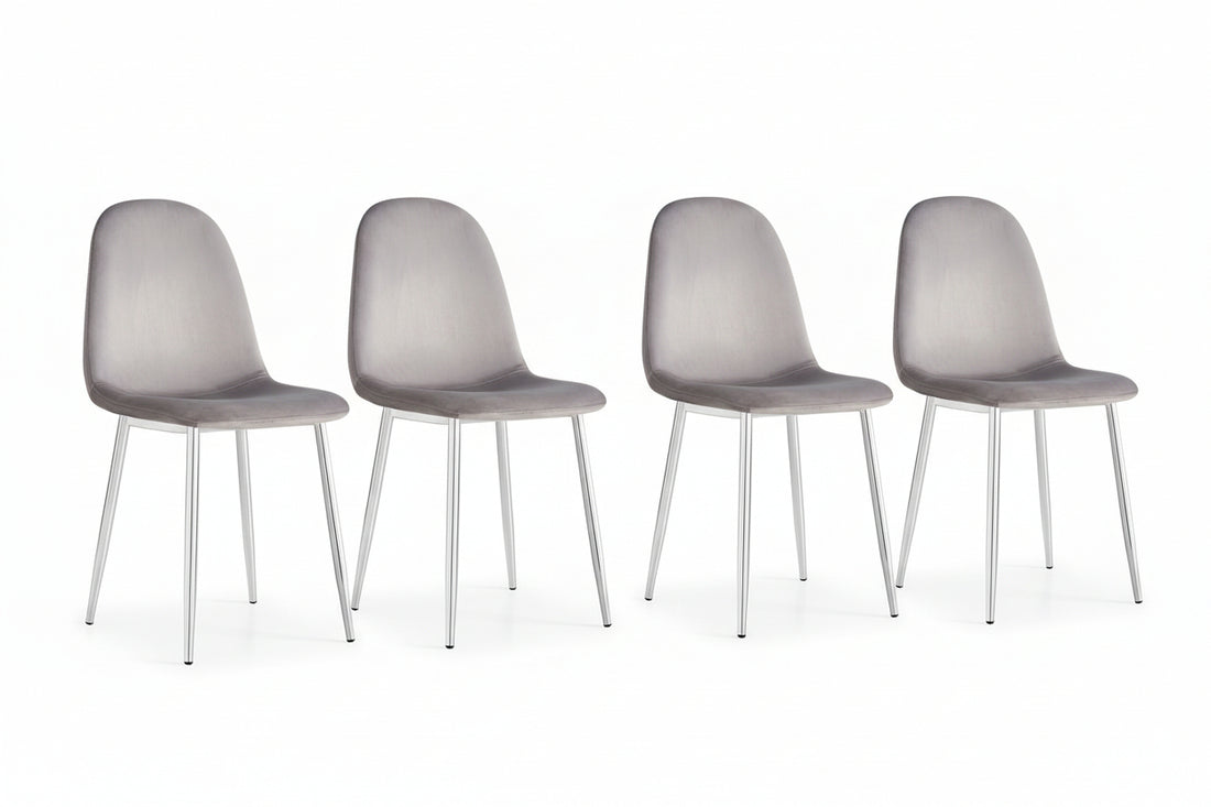 Lot de 4 chaises scandinaves velours anthracite pieds chrome #couleur_anthracite