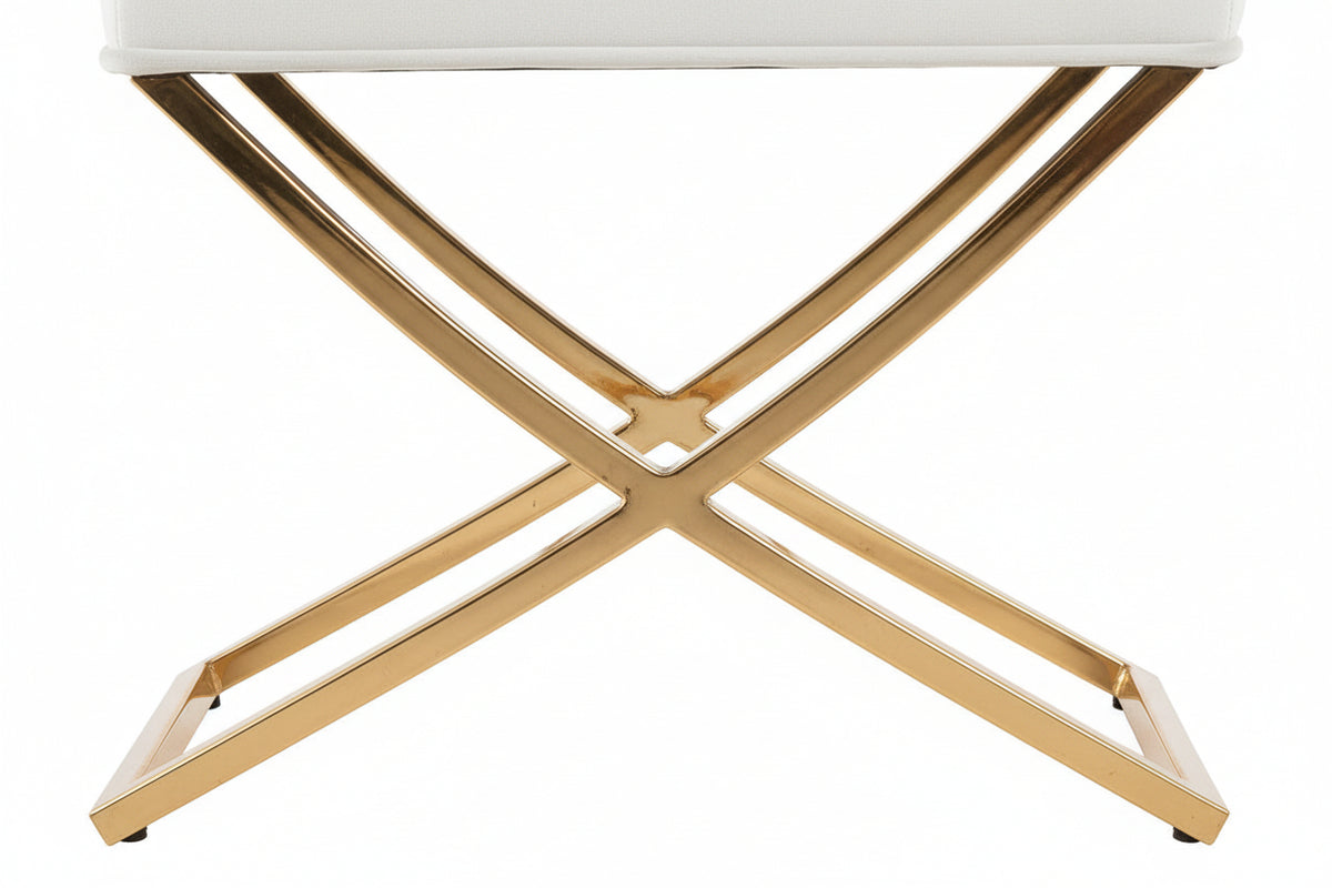 Lot 2 Chaises Salle à Manger Gabrielle Capitonnées Velours Écru Pieds Chrome 59x52x95cm