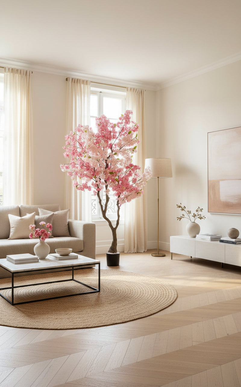 Cerisier Artificiel Fleuri Rose 190 cm en Pot - Arbre Décoratif