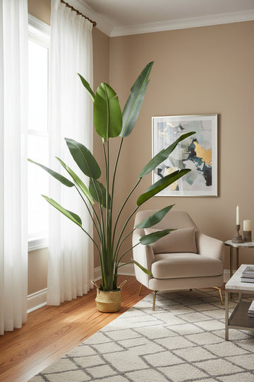 Strelitzia Plante Artificiel Oiseau Paradis 210cm Panier Algues - Plante Tropicale