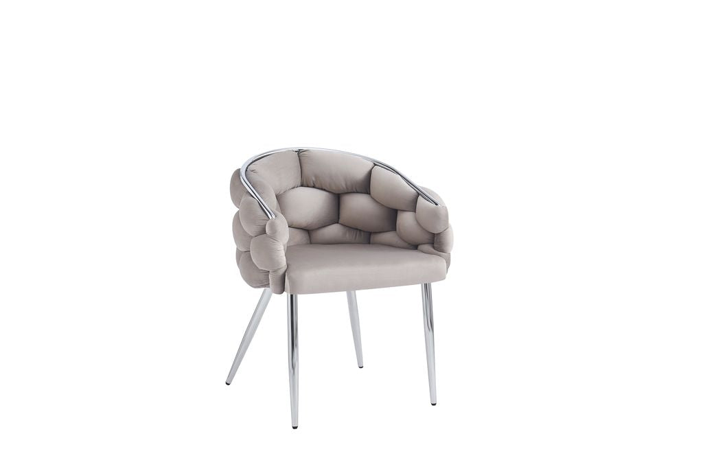 Lot de 2 chaises velours taupe pieds chromés