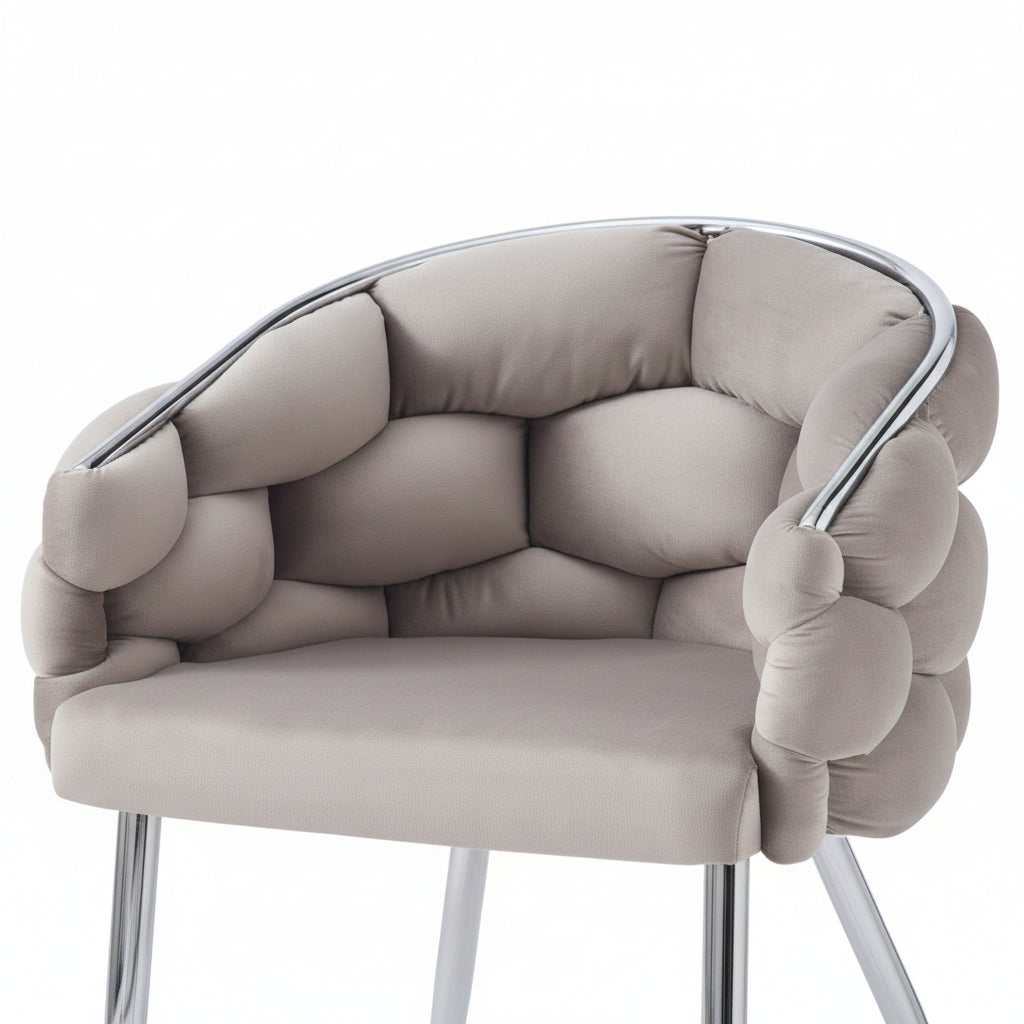 Lot de 2 chaises velours taupe pieds chromés