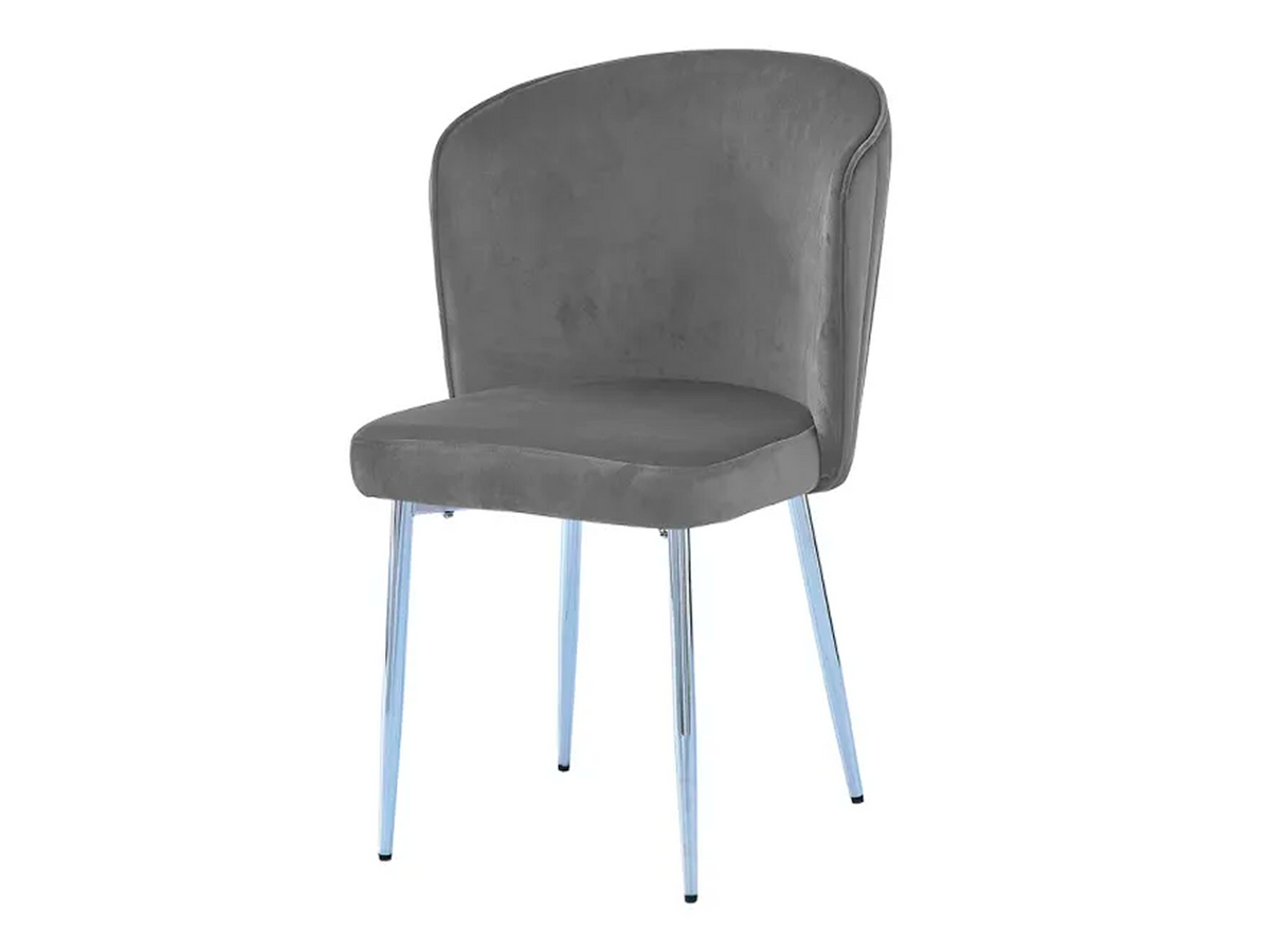 Lot de 4 chaises moderne DIANA chrome velours - Anthracite